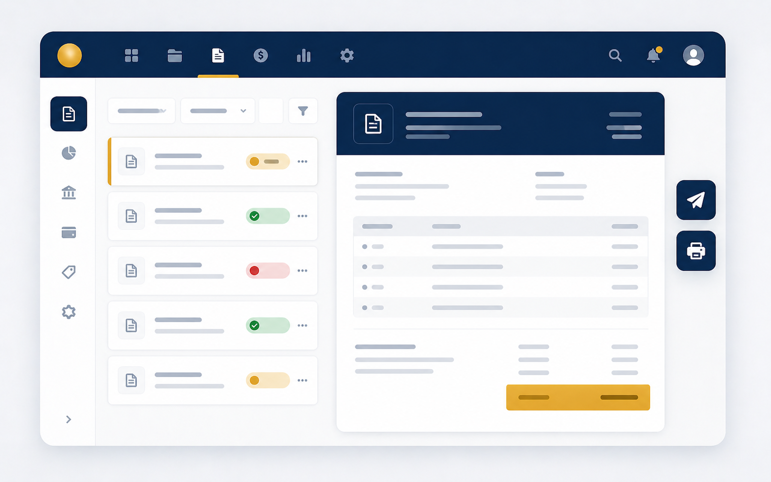 Invoice + payments dashboard — branded PDFs, status pills, advance allocation, dompdf-rendered